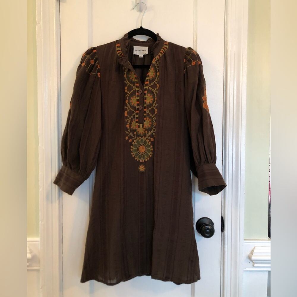 Antik Batik Chocolate Brown Embroidered Cami Mini Dress - Picture 4 of 13